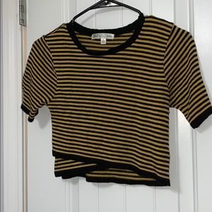 Black and yellow striped crop top